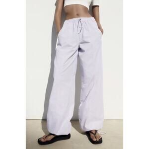Zara Drawstring Mid Rise Parachute Pants